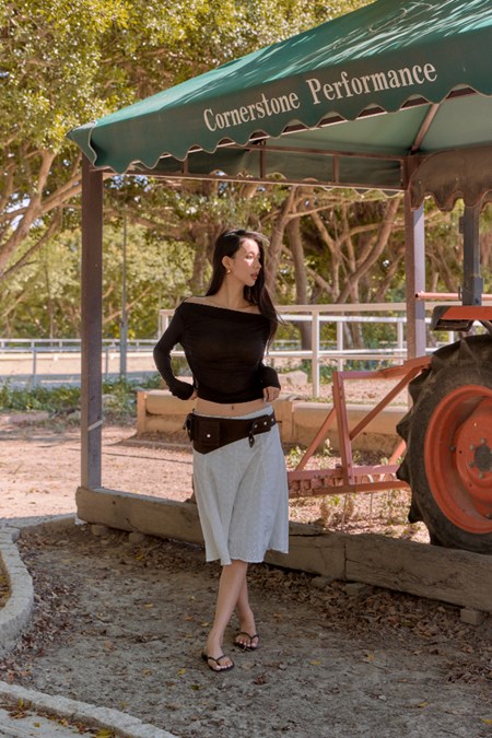 SQB Capsule Wood Blend Off Shoulder Top