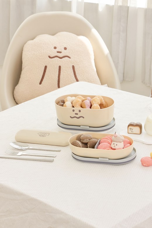 【LiFE RiCH】奶油家族聯名輕伴盒餐具組（一組含兩盒＋餐具組＋束環+隔熱手提袋+分隔片）