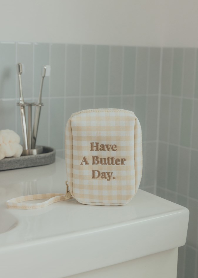 奶油格紋補妝包