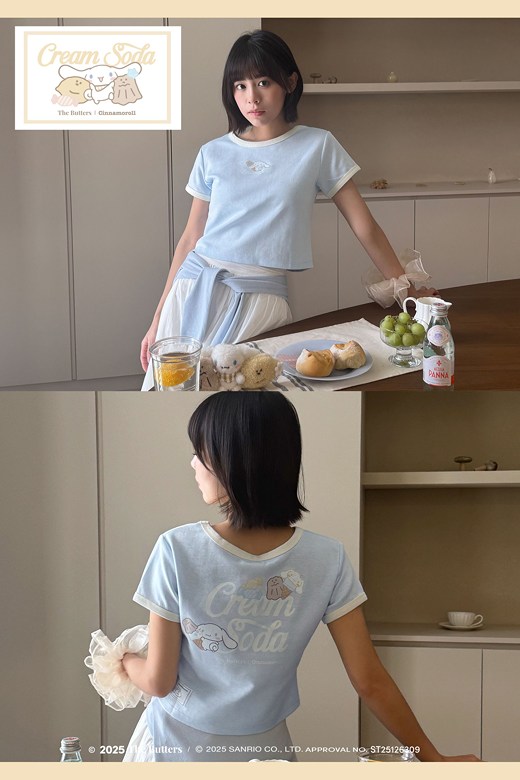 【奶油家族x大耳狗】蘇打撞色背面標語印花T