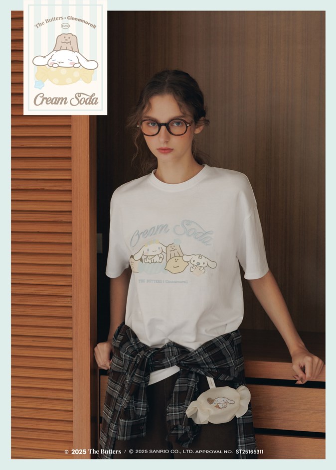 【奶油家族x大耳狗】刺繡蘇打標語印花T