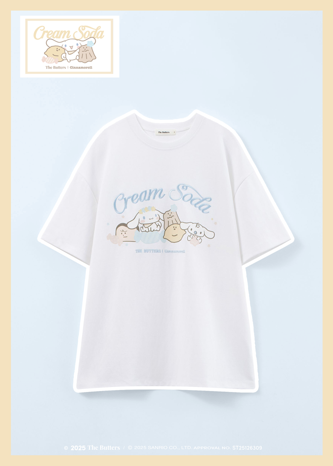 【奶油家族x大耳狗】刺繡蘇打標語印花T