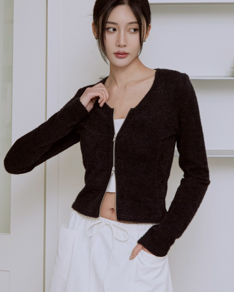 微霧毛感親膚拉鍊上衣