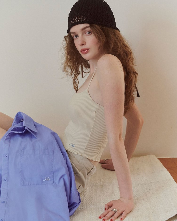 刺繡LOGO捲邊造型BRA TOP
