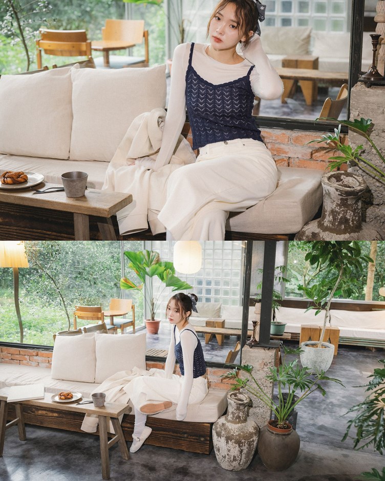 波紋花邊外罩針織背心