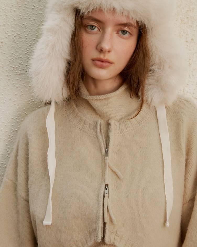 磨毛感澎澎袖針織外套