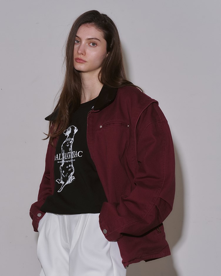 (預購4月中出貨)挺斜紋拚色拉鍊外套(ME.)