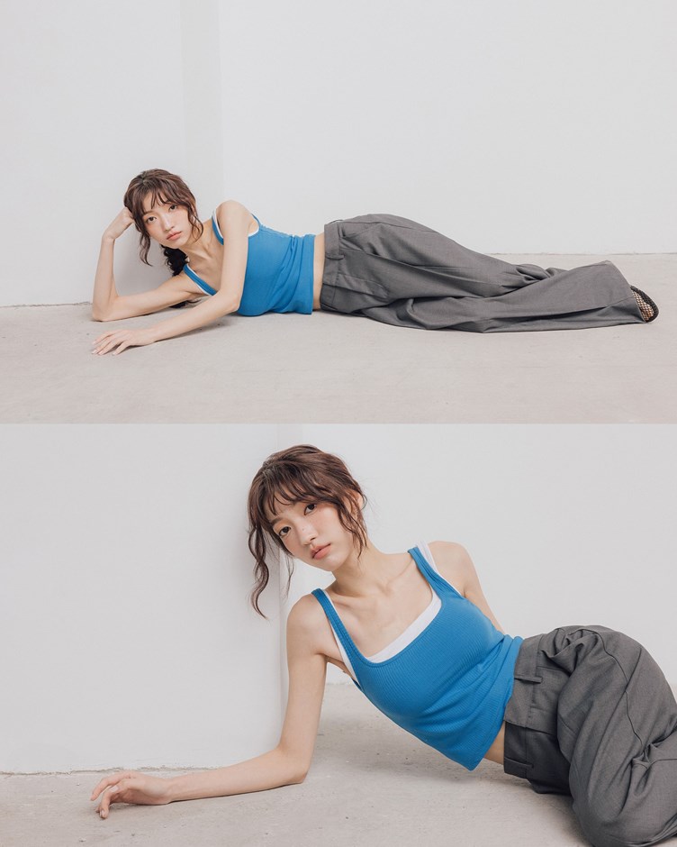 PROJECT.M 顯瘦方領造型羅紋BRA TOP