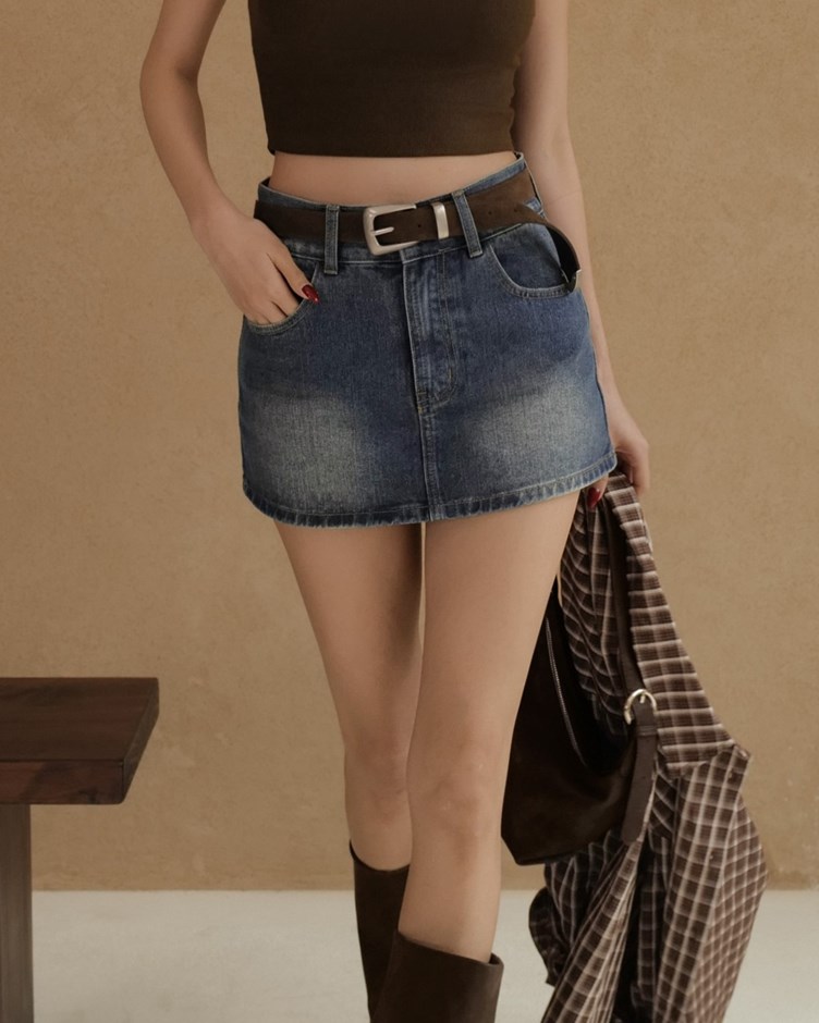 寬腰節中腰牛仔短裙
