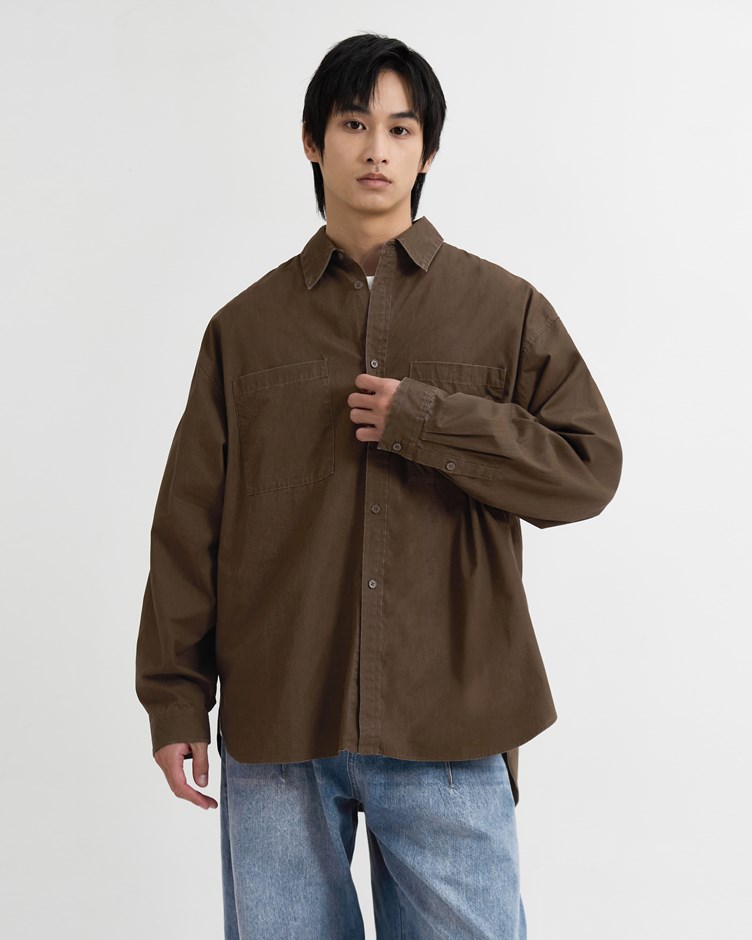 水洗加工口袋襯衫