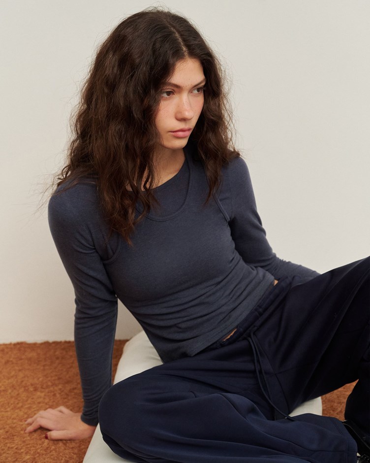 柔彈養膚絨兩件式上衣(上衣+背心)