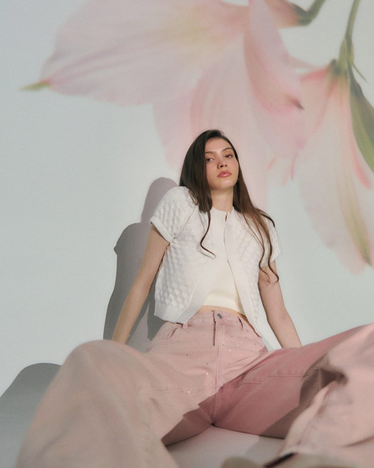 特殊織紋立領勾釦上衣