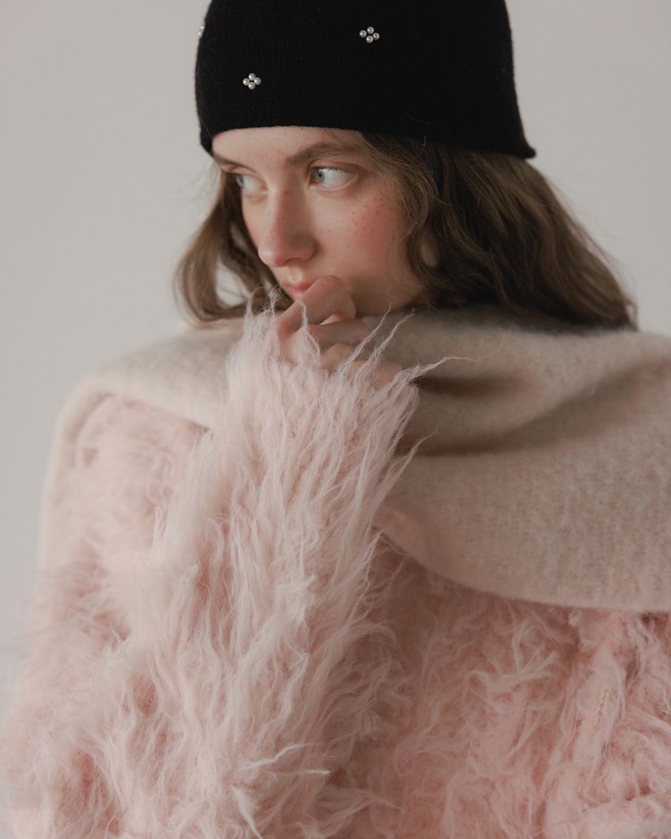 捲捲磨毛感圓領針織毛衣