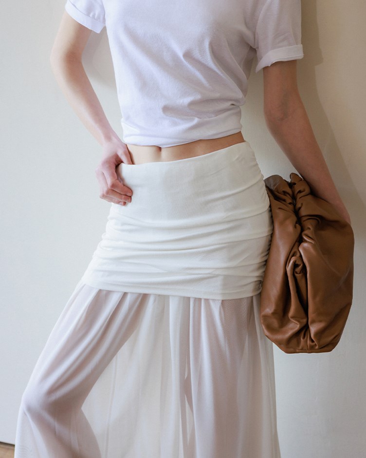 抓皺透膚飄逸長裙