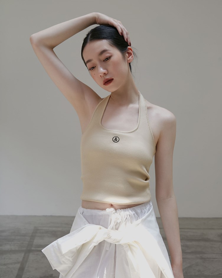 U領掛脖美背刺繡背心