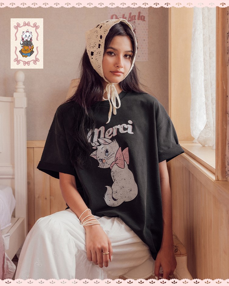 瑪麗貓寬鬆水洗TEE(Disney系列)