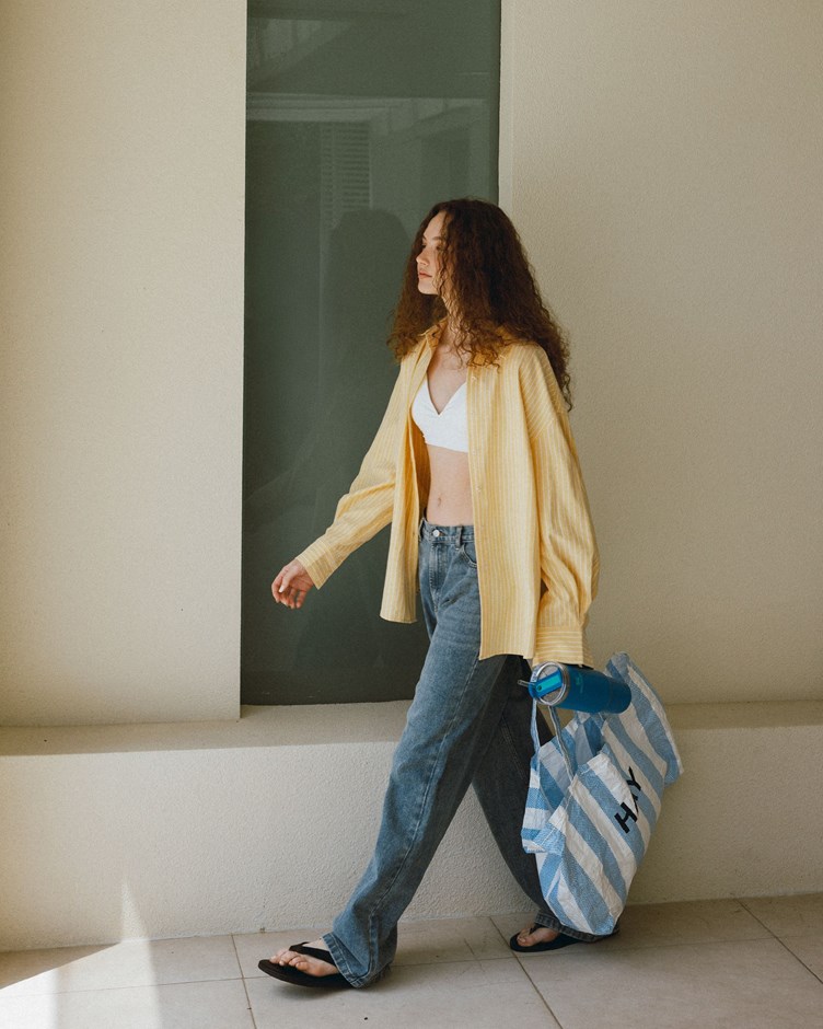 寬鬆條紋牛津襯衫