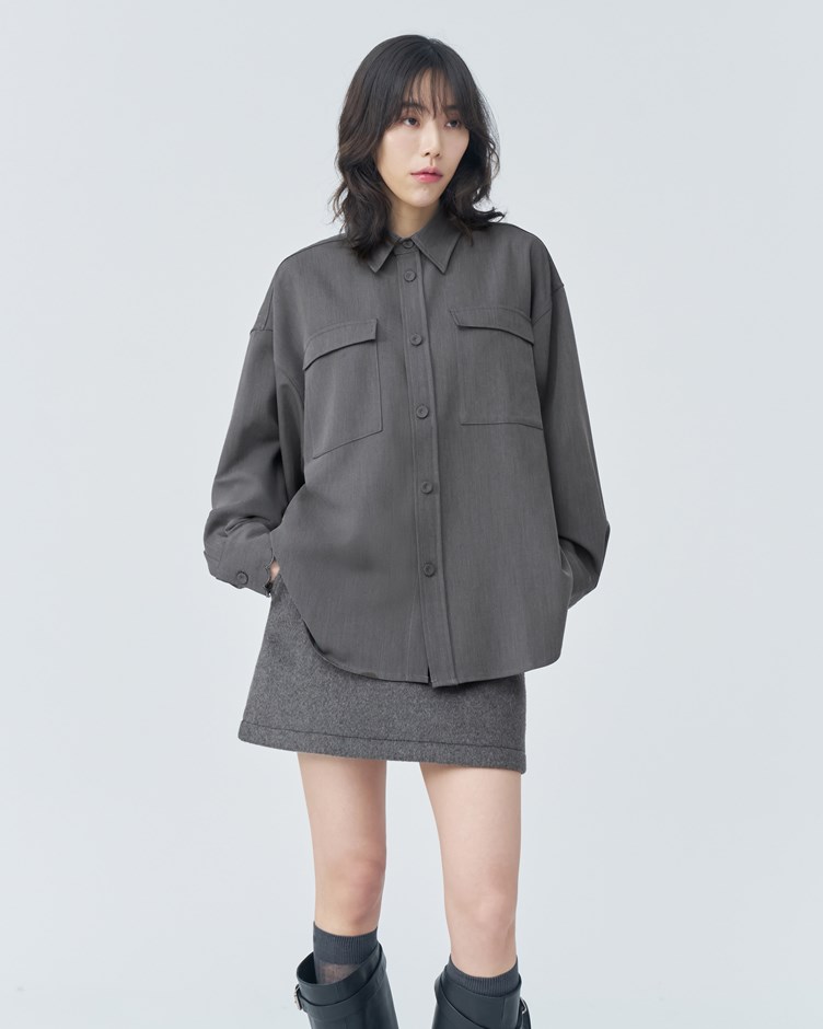 挺版花邊長袖襯衫