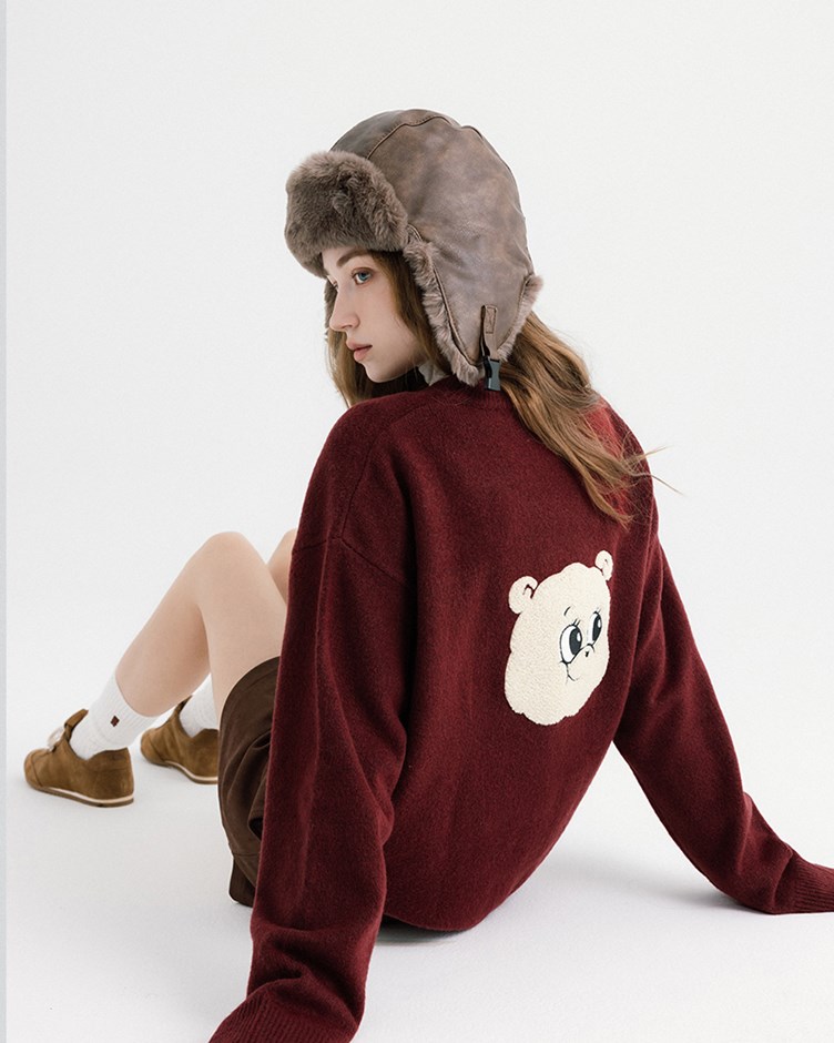 Bobby&Bella熊臉刺繡針織上衣