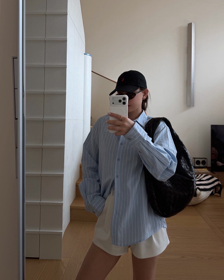 水洗感棉質條紋襯衫(ME.)