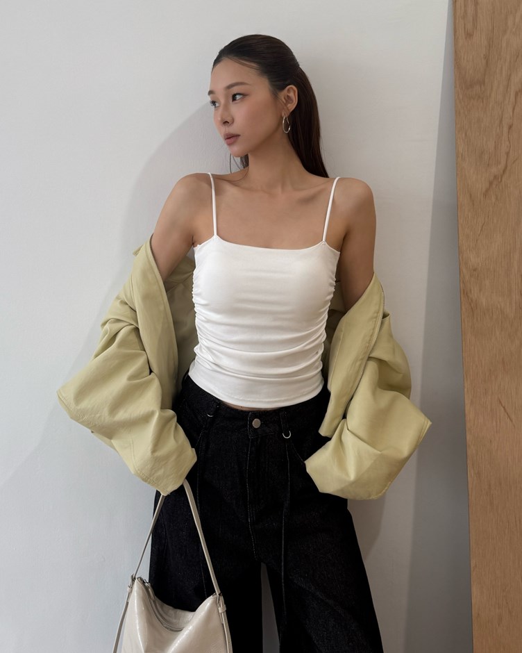 細肩側抓皺BRA TOP背心