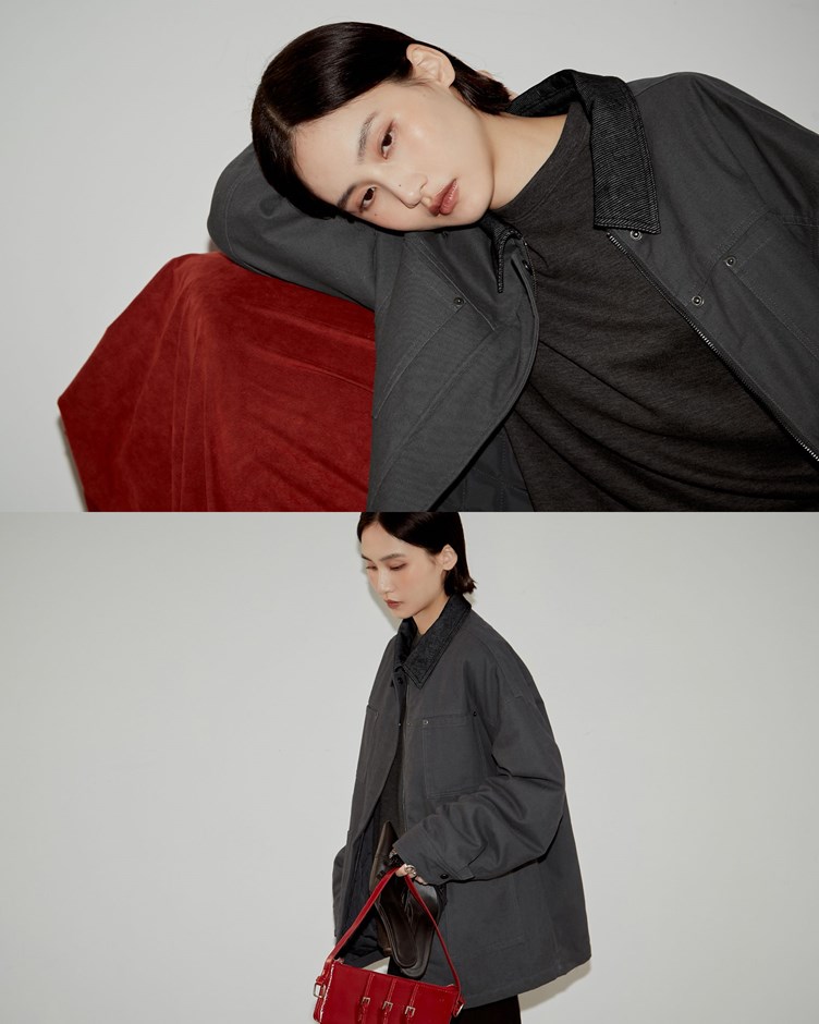 洗舊感燈芯絨領片鋪棉夾克