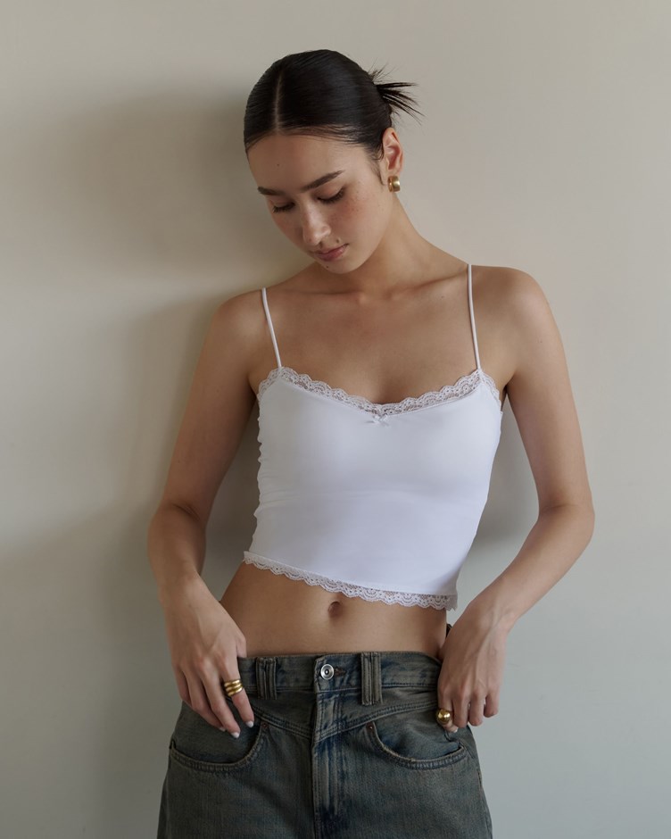 小辣V領拼接蕾絲細肩BRA TOP