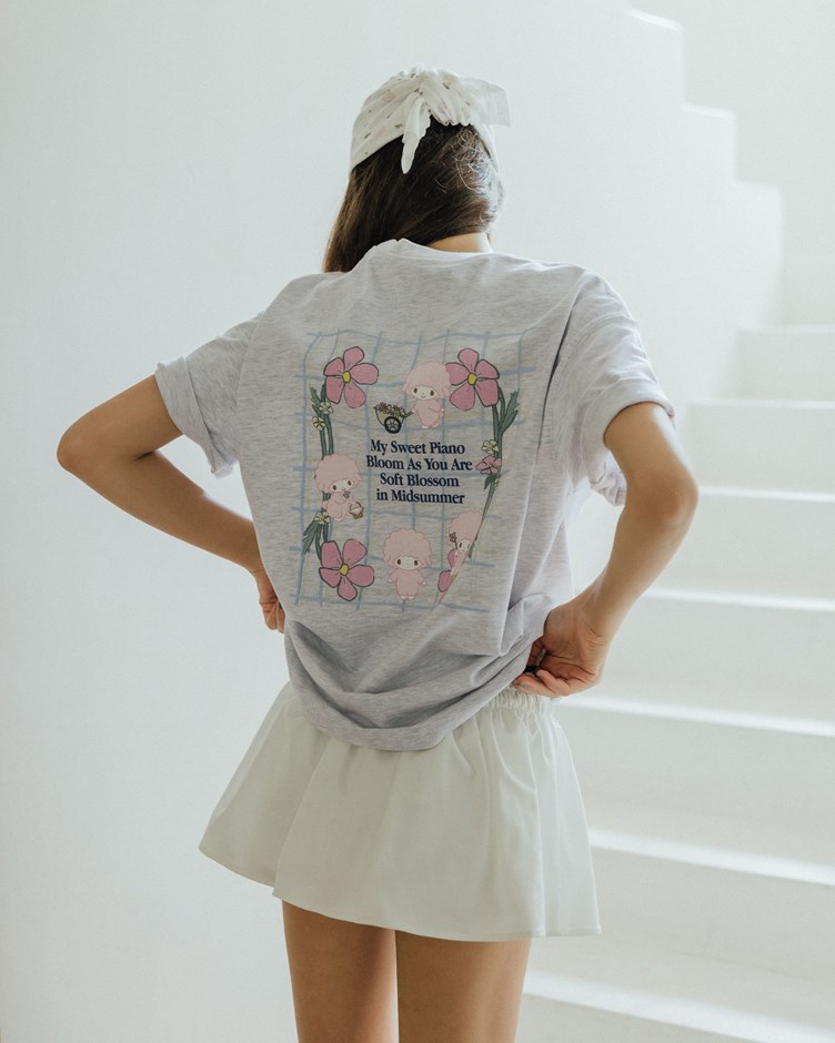 My Sweet Piano系列格紋花朵人物TEE