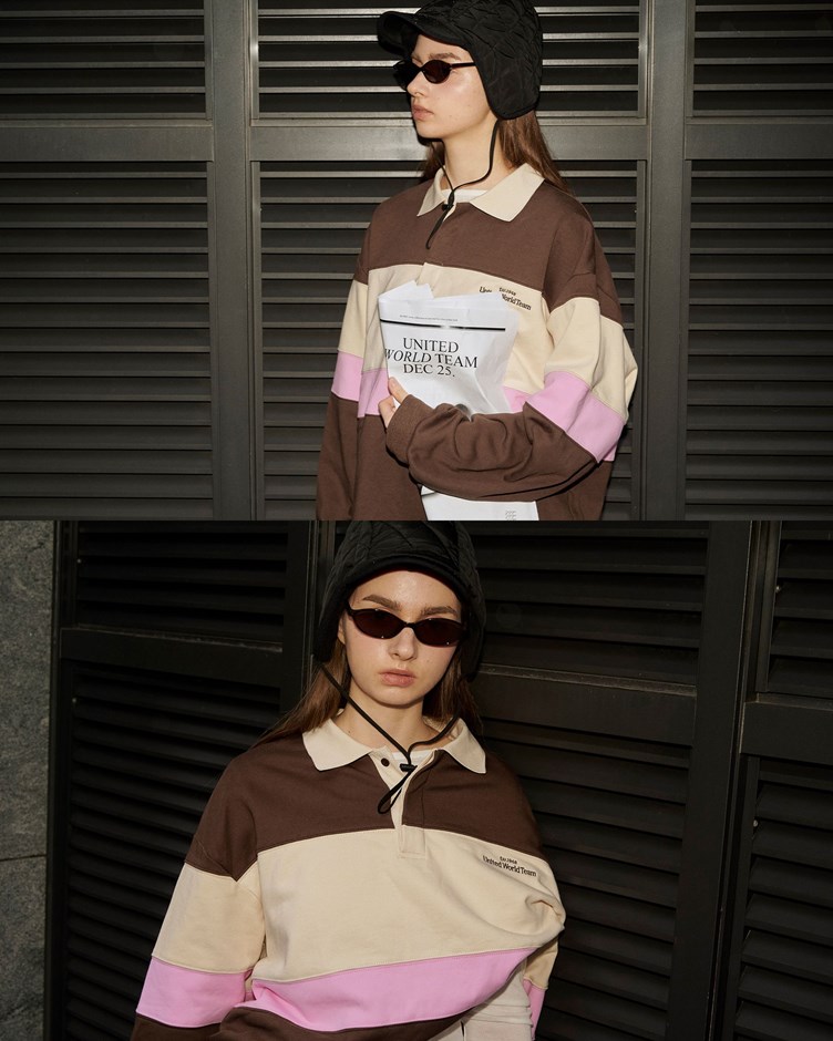 配色拼接標語刺繡Polo衫