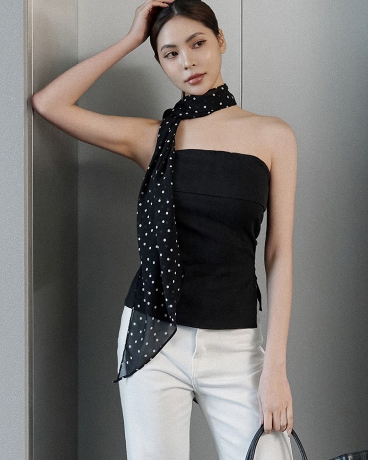 質感麻料側開衩平口上衣