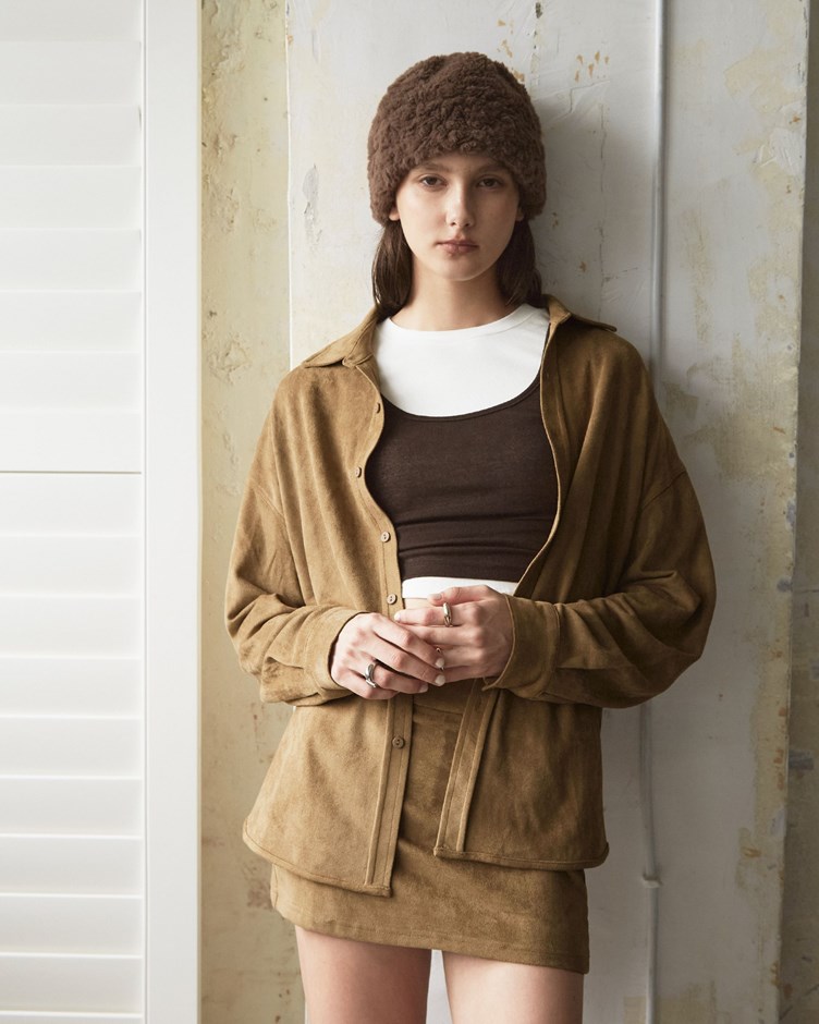 微彈麂皮寬鬆襯衫