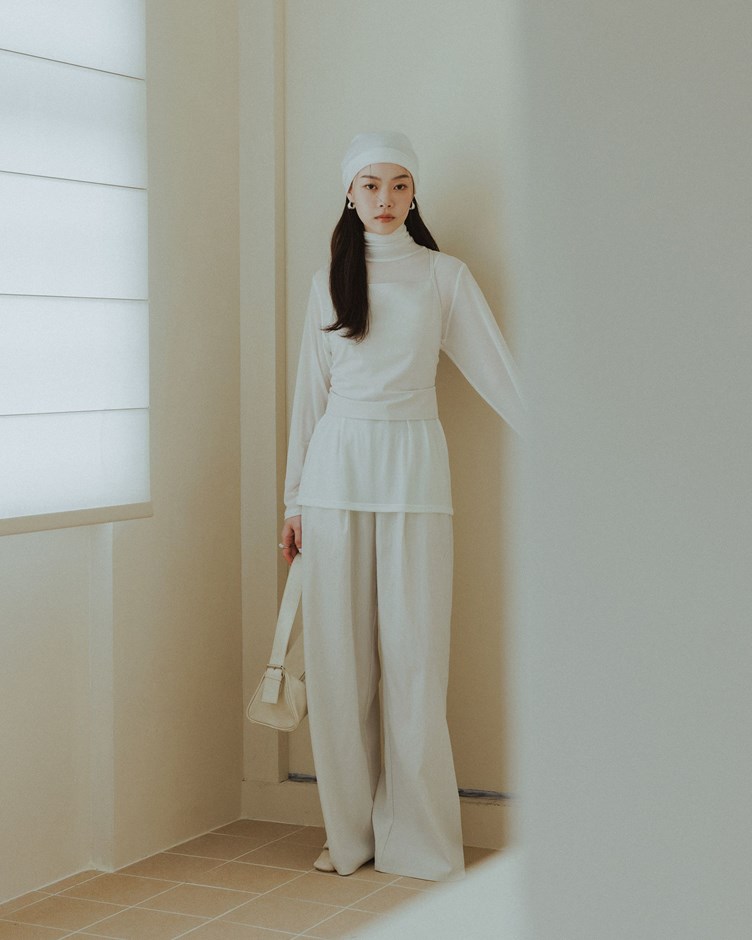 率性抽摺刷刷寬褲