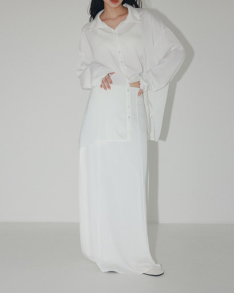 霧面光澤車線垂墜長裙