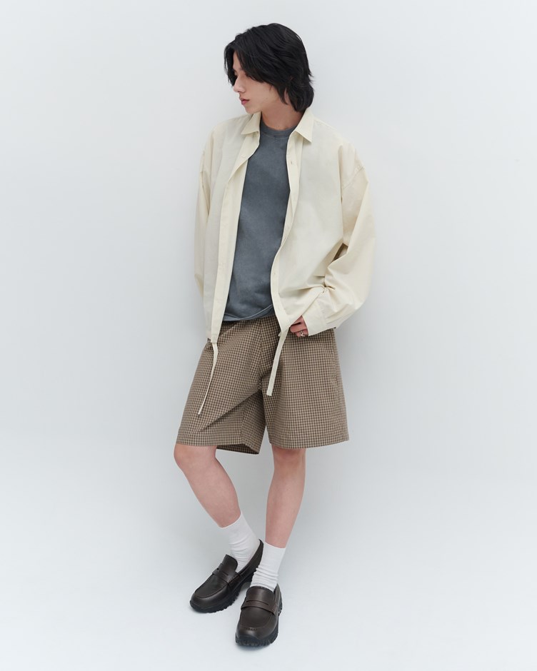 綁帶長袖襯衫