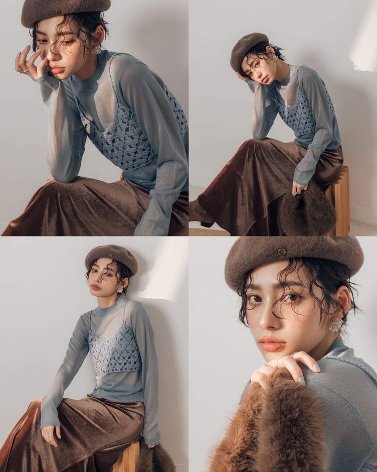 細閃小高領針織上衣