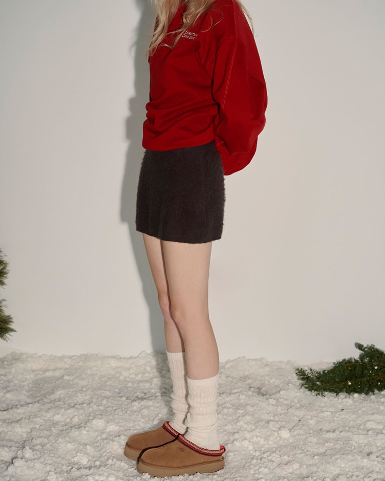 舒適磨毛鬆緊針織短裙