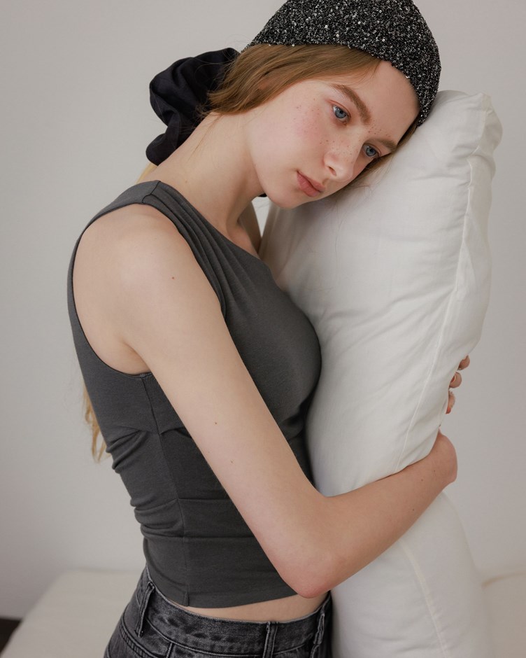 MIT 斜肩側打摺BRA TOP