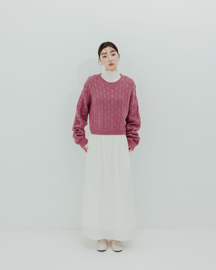 十字織紋毛線短版上衣