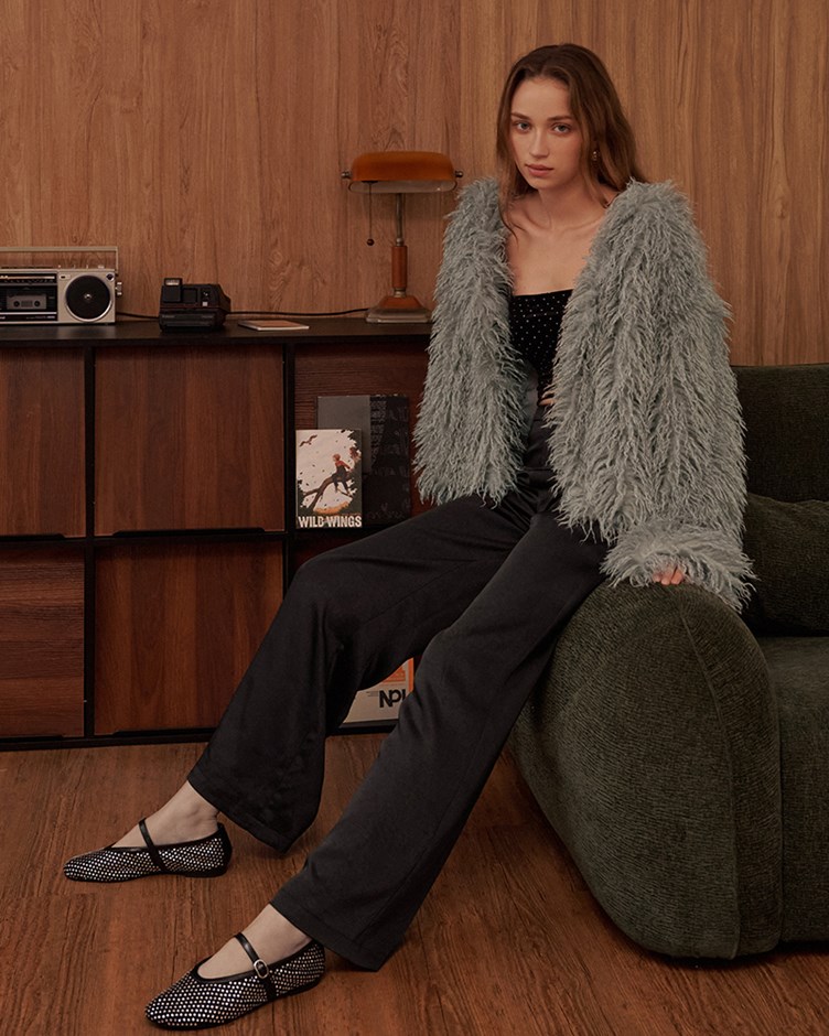 光澤感修身寬褲