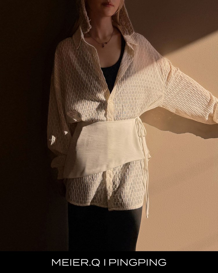 pingping-簍空感針織襯衫