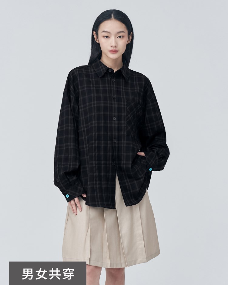 格紋抗皺襯衫