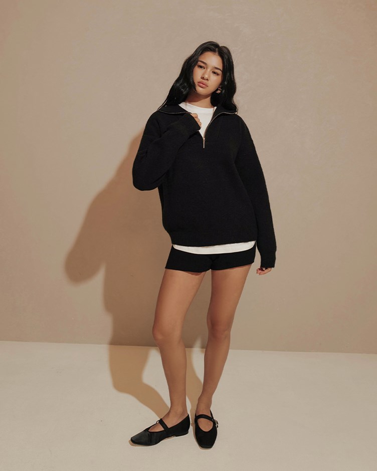 拉鍊翻領毛衣(The Elaru label 聯名款-Ruby)