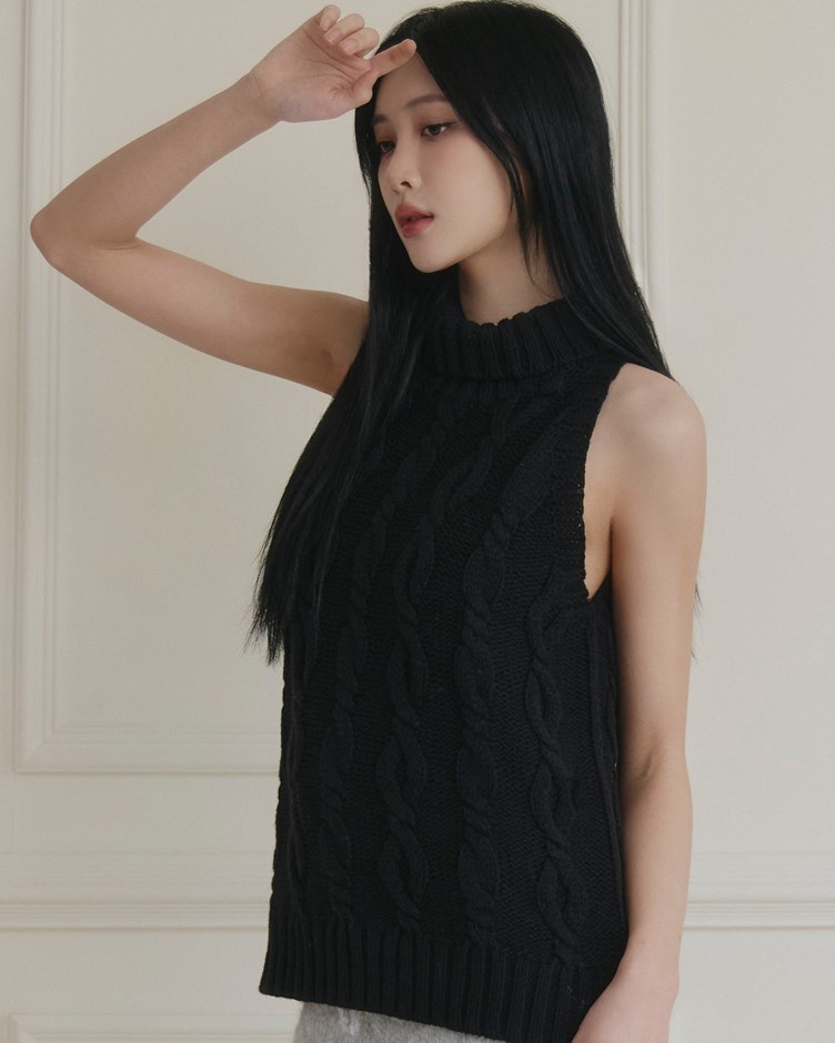 冬日溫暖麻花針織背心