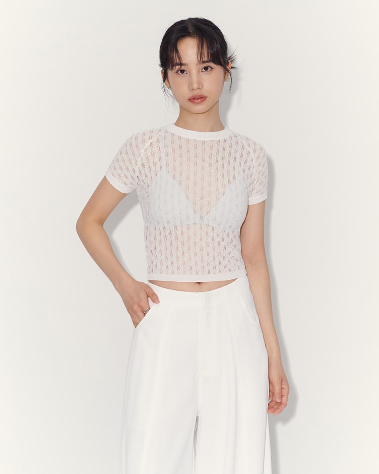 鏤空織紋短袖上衣