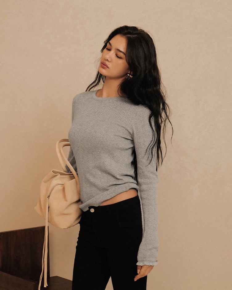 混羊毛針織紋路上衣(The Elaru label 聯名款-Eleanore)