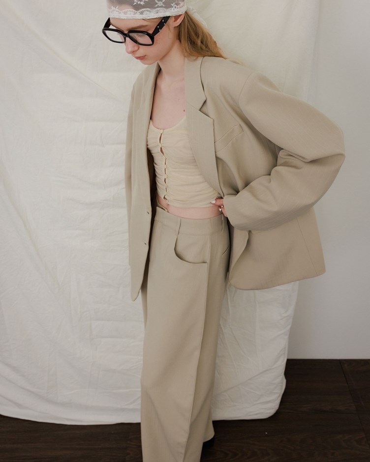 條紋繭型西裝褲