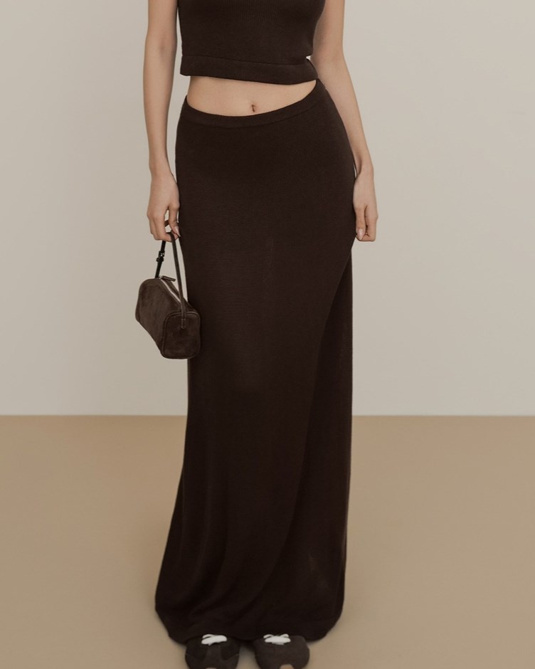 絲光針織傘擺長裙