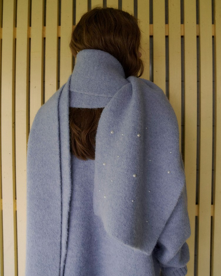 舒適羊駝毛珍珠圍巾