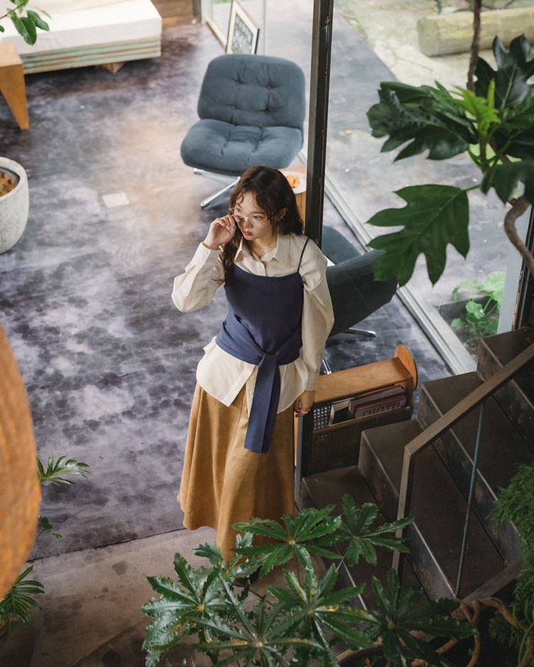 清透感雙門襟條紋襯衫