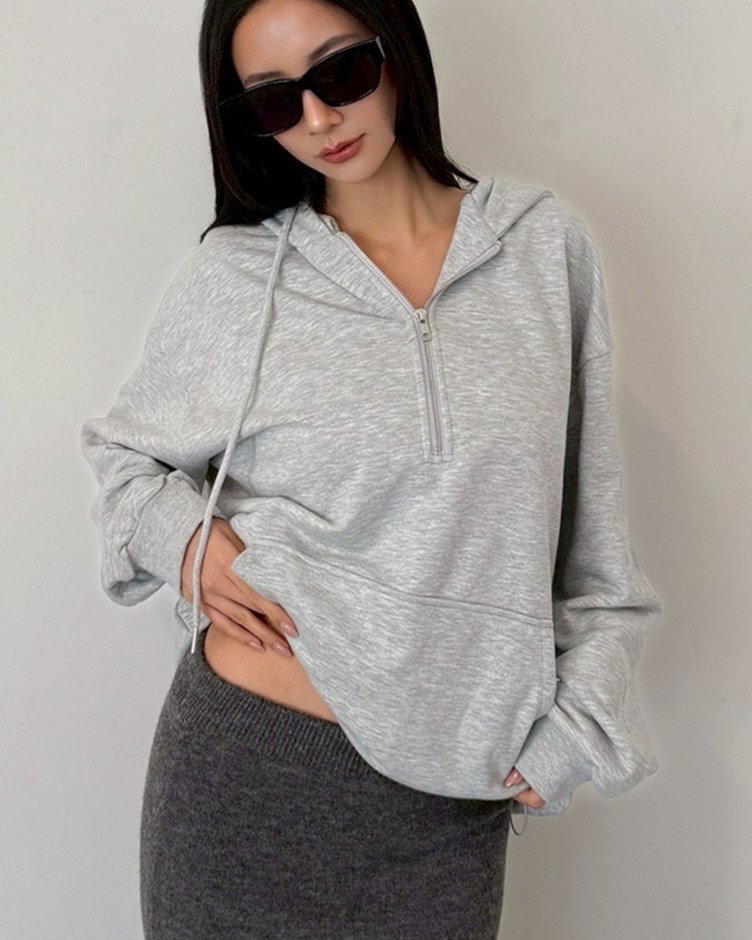 Unisex半拉鍊連帽抽繩衛衣
